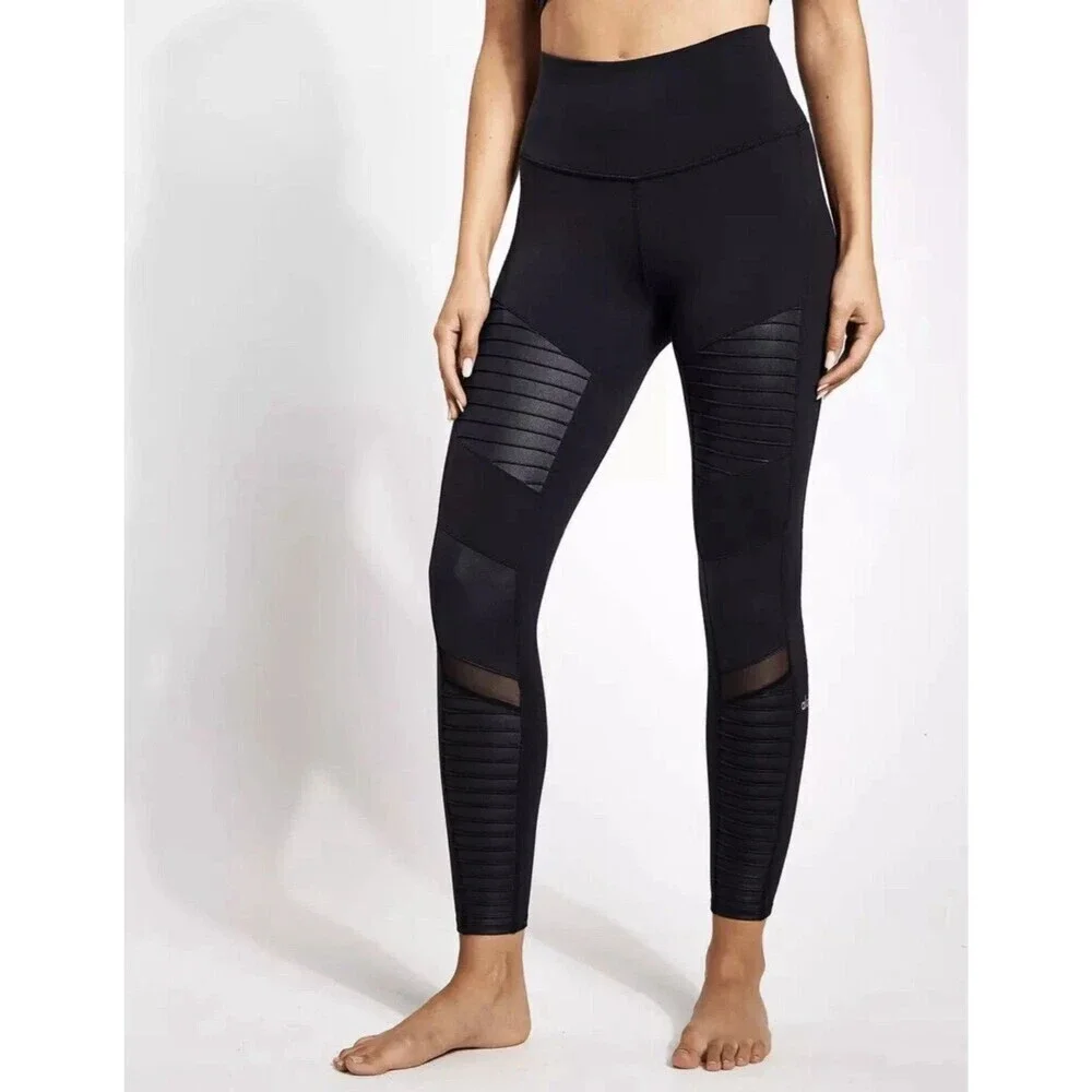 Alo Yoga 7/8 High-Waist Moto Legging Black Size XS Athletic Yoga Workout Gym